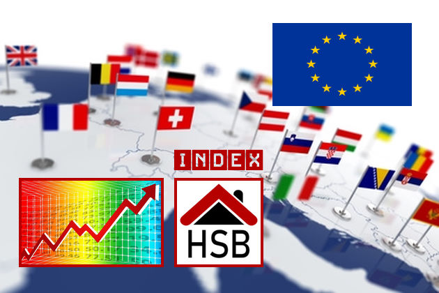 Landkarte mit Flaggen, EU VPI Index