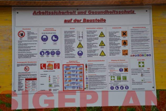 Aushang Sicherheit auf der Baustelle