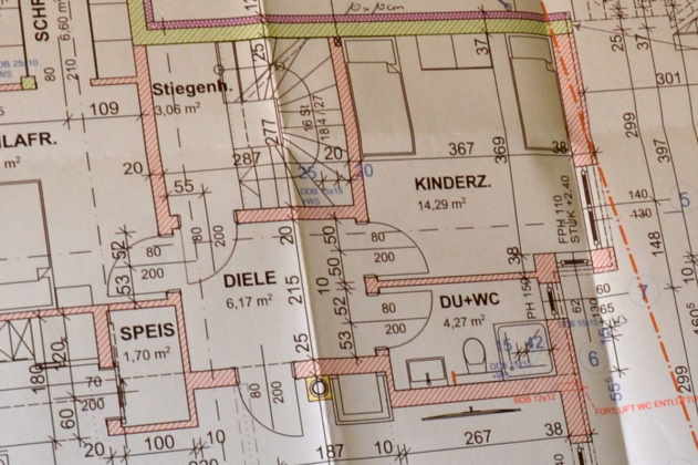 Wandstärken laut Genehmigungplan