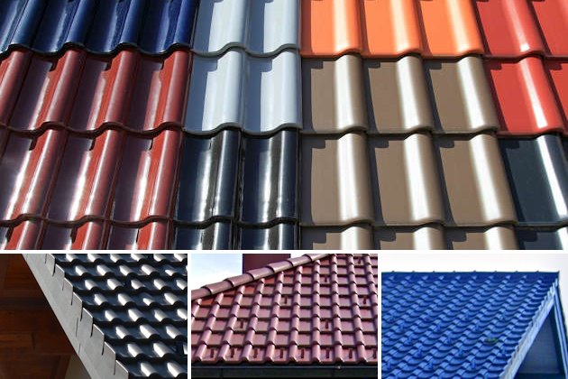 Dacheindeckungen in verschiedenen Farben
