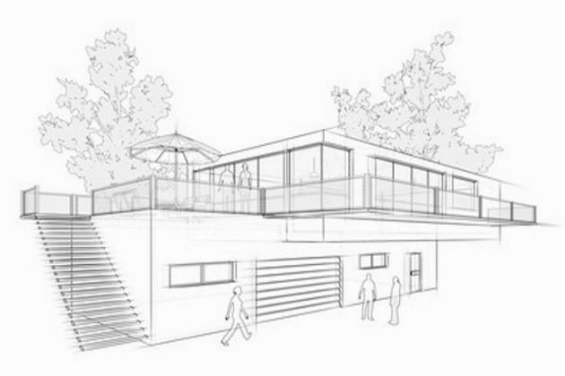 Per Hand gezeichneter Entwurfsplan für modernes Haus