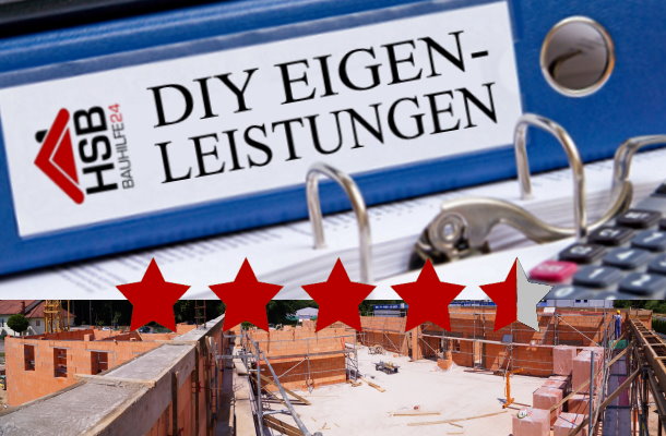 Ordner mit Aufschrift DIY Eigenleistungen, 5 Bewertungssterne gemauerter Rohbau