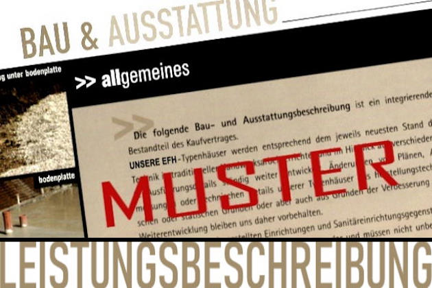 Deckblatt einer Bau und Ausstattung, Muster-Leistungsbeschreibung