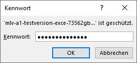 Excel Kennwort-Eingabe