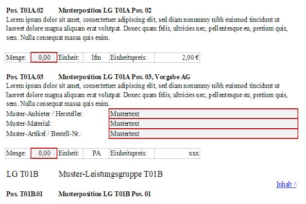 Muster-LV Testversion - Eingaben in Excel-Arbeitsblatt Auswahl-LV