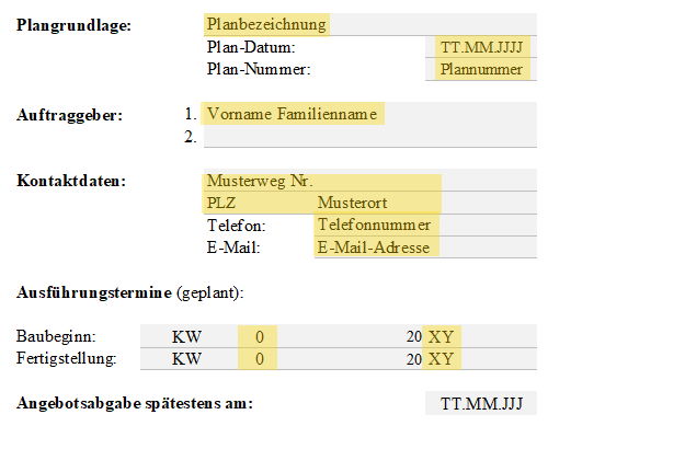 Muster-LV Testversion - Datenausgabe und Anzeige im Deckblatt Ausschreibung