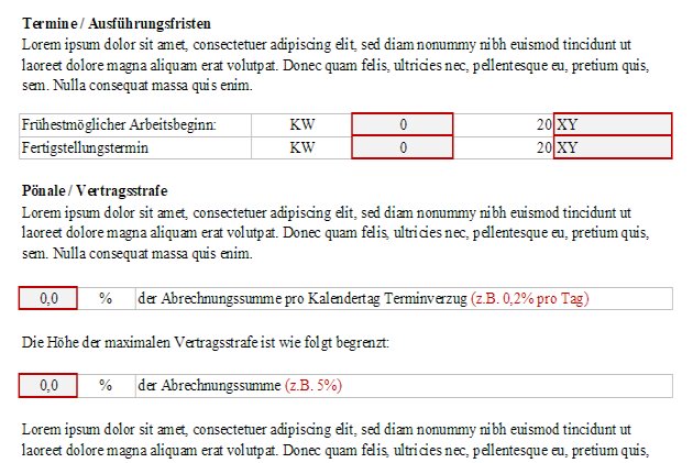 Muster-LV Testversion - Eingabe Daten Vertragsbedingungen in Auswahl-LV