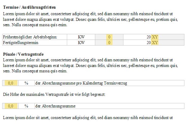 Muster-LV Testversion - Übernahme Daten Vertragsbedingungen in Kalkulations-LV und Ausschreibung