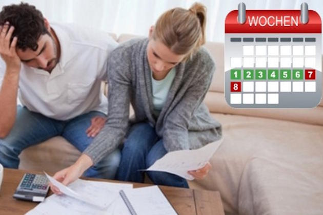 Bauherren-Pärchen bei Tisch beim Auswerten von Angeboten