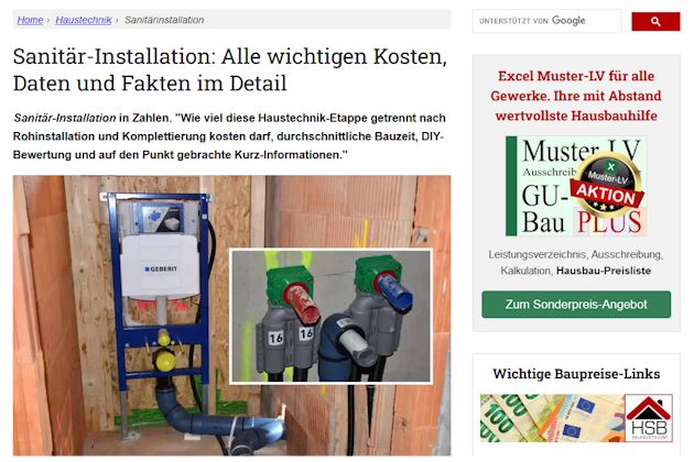 Vorschau Bauetappen-Seite Sanitär-Installation Haus-Selber-Bauen.com