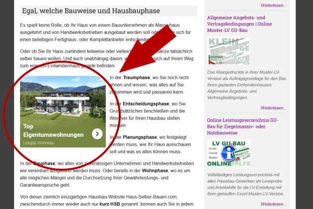 Werbeanzeigen auf Haus-Selber-Bauen.com