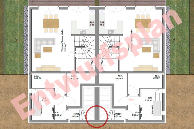 Entwurfsplan Doppelhaus