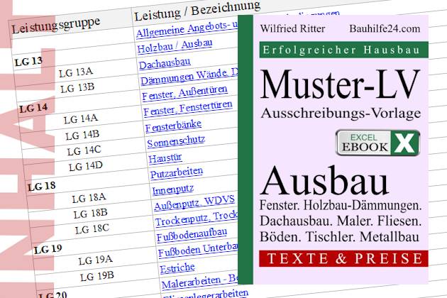 Leistungsumfang und Inhalt Leistungskatalog Excel Muster-LV Ausbau