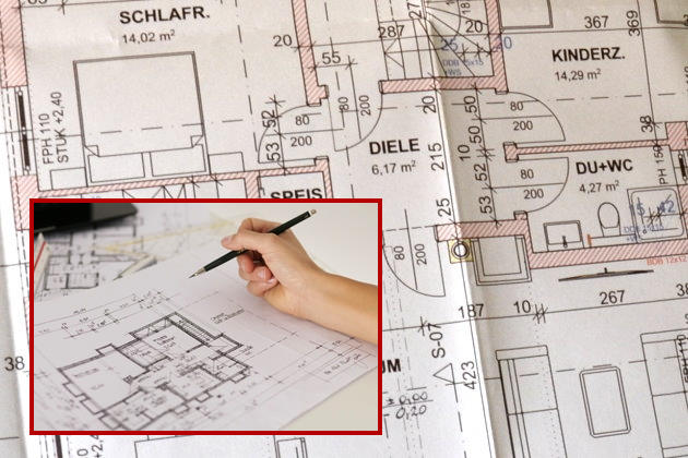 Planausschnitt eines Bauplans für Ihren Hausbau