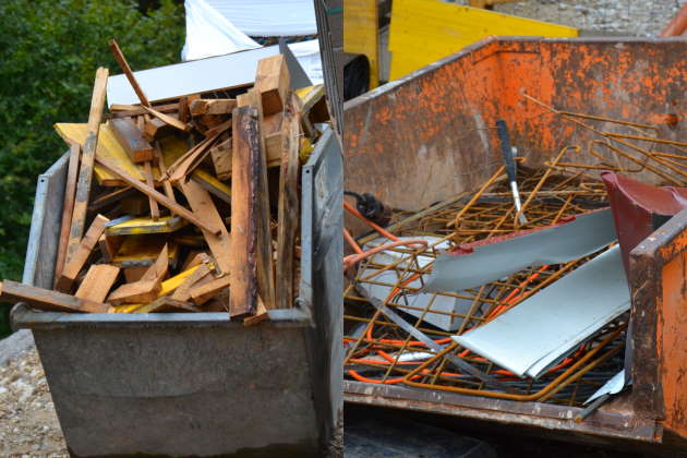 Holz und Alteisen Container Trennung Bauabfälle