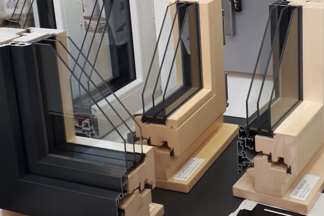 Dreifachverglasung Fensterquerschnitte mit Dreifachverglasung