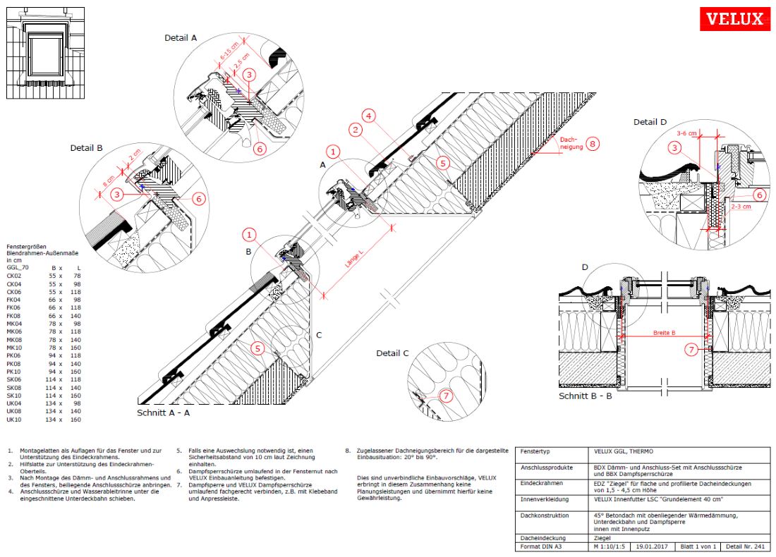 VELUX-Dachfenster Einbaudetail