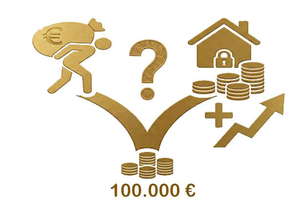 Stilisierte 2 Wege zum eigenen Haus: Mit oder ohne Schulden