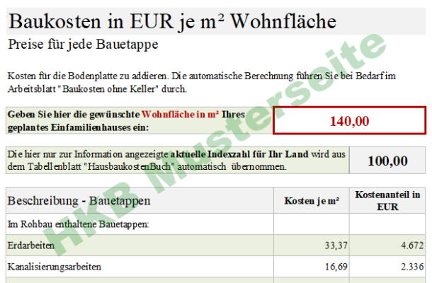 Excel-eBook Hausbaukostenbuch