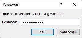Kennwort für Excel-Muster-LV eingeben