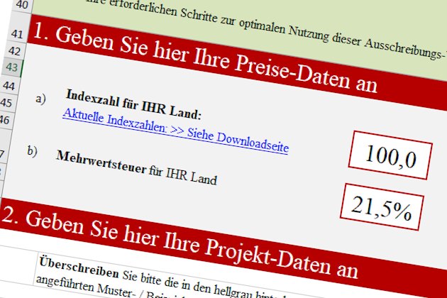 Excel-Arbeitsblatt Auswahl-LV für Dateneingabe