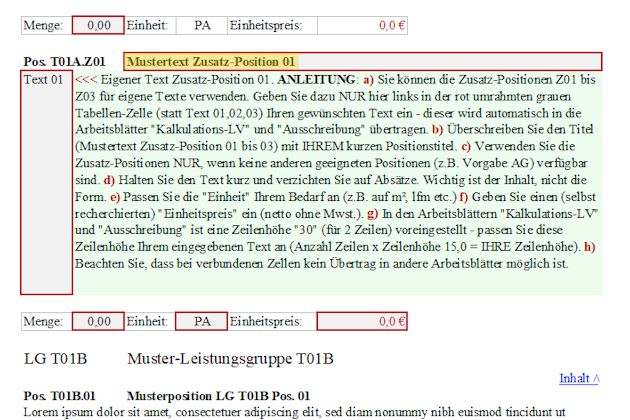 Muster-LV Testversion - Zusatzpositionen