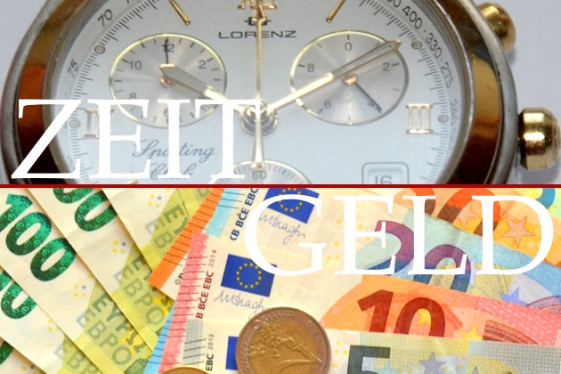 Uhr und Geldscheine, Zeit und Geld